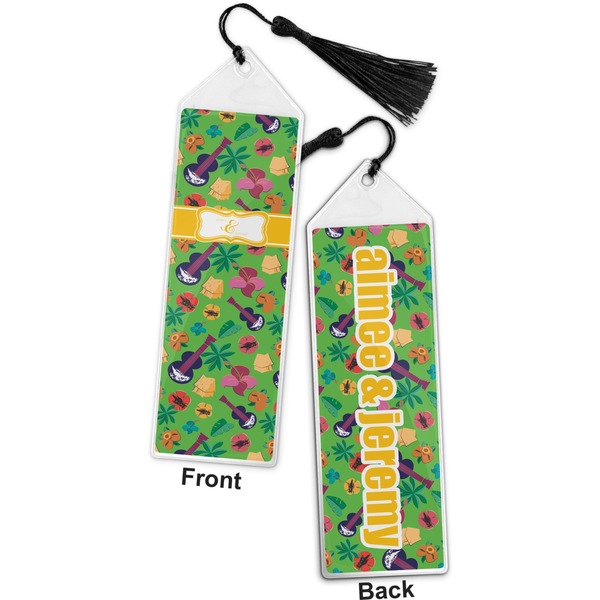 Luau Party Bookmark with tassel - Front and Back