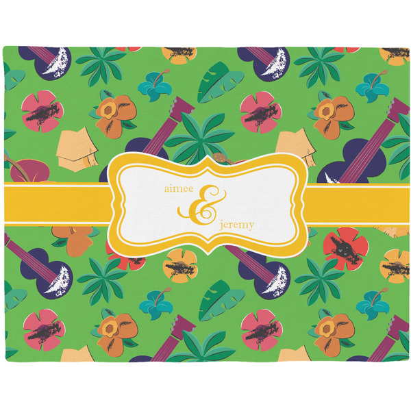 Custom Luau Party Woven Fabric Placemat - Twill w/ Couple's Names