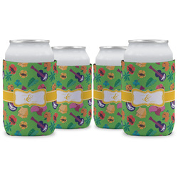 Luau Party Can Cooler (12 oz) - Set of 4 w/ Couple's Names