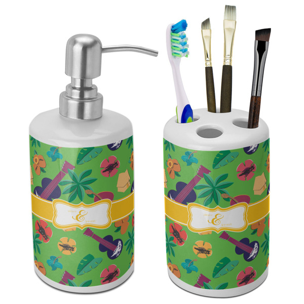 Custom Luau Party Ceramic Bathroom Accessories Set (Personalized)