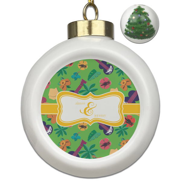 Custom Luau Party Ceramic Ball Ornament - Christmas Tree (Personalized)