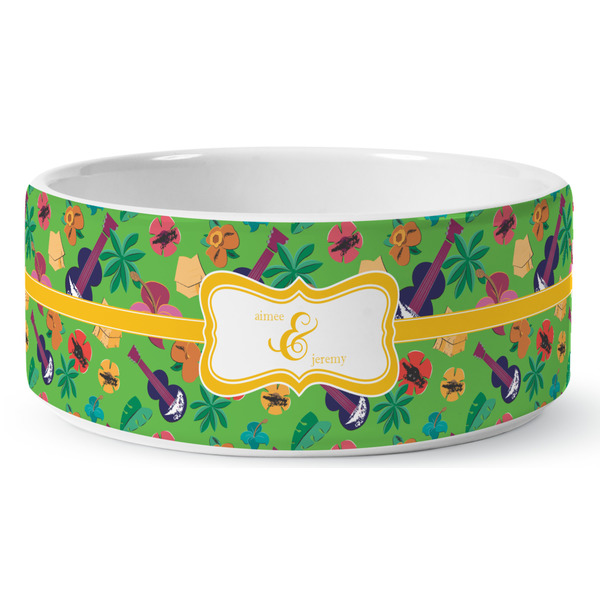 Luau Party Ceramic Dog Bowl - Medium - Front