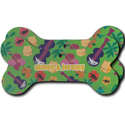 Luau Party Ceramic Dog Ornament - Front & Back w/ Couple's Names