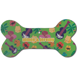 Luau Party Ceramic Dog Ornament - Front w/ Couple's Names