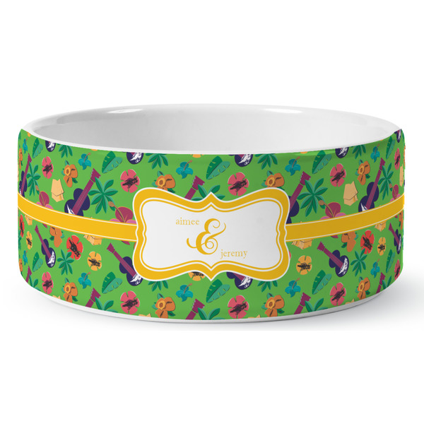 Custom Luau Party Ceramic Dog Bowl - Medium (Personalized)