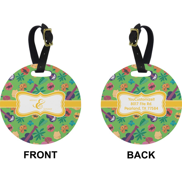 Luau Party Circle Luggage Tag (Front + Back)