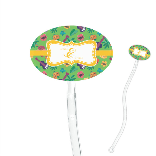Custom Luau Party 7" Oval Plastic Stir Sticks - Clear (Personalized)
