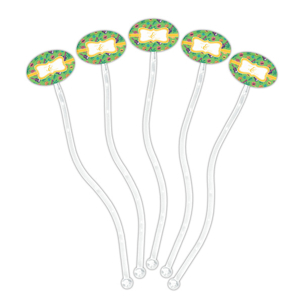 Luau Party Clear Plastic 7" Stir Stick - Oval - Fan