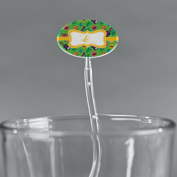 Luau Party Clear Plastic 7" Stir Stick - Oval - Main