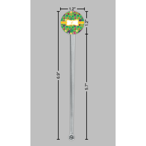 Luau Party Clear Plastic 7" Stir Stick - Round - Dimensions