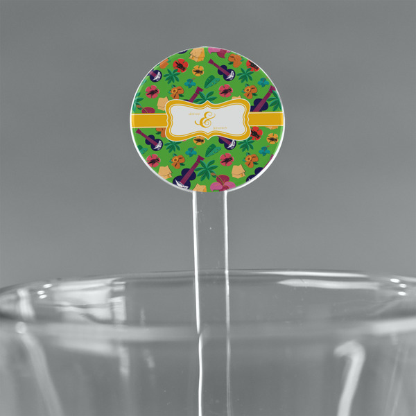 Custom Luau Party 5.5" Round Plastic Stir Sticks - Clear (Personalized)