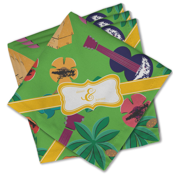 Custom Luau Party Cloth Cocktail Napkins - Set of 4 w/ Couple's Names