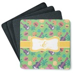 Luau Party Square Rubber Backed Coasters - Set of 4 (Personalized)