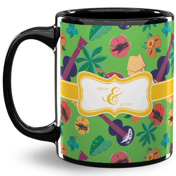 Custom Luau Party 11 Oz Coffee Mug - Black (Personalized)