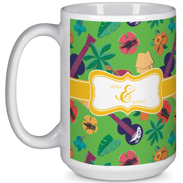 Custom Luau Party 15 Oz Coffee Mug - White (Personalized)