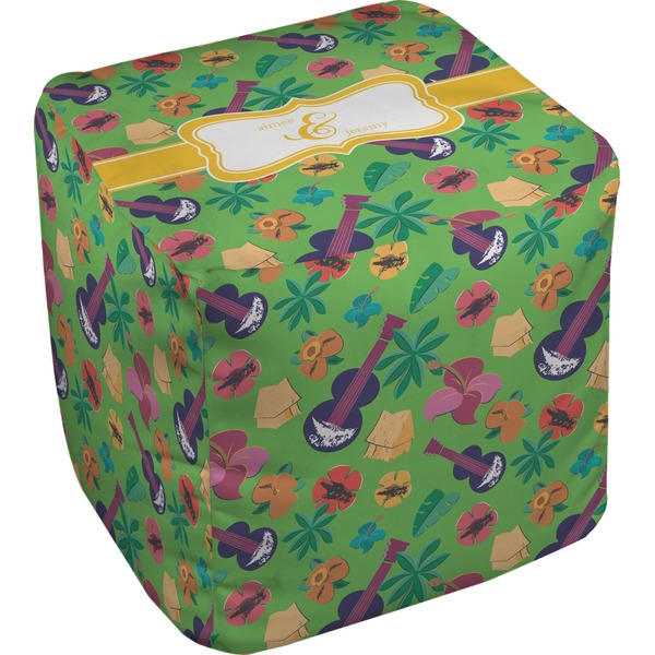 Custom Luau Party Cube Pouf Ottoman - 13" (Personalized)