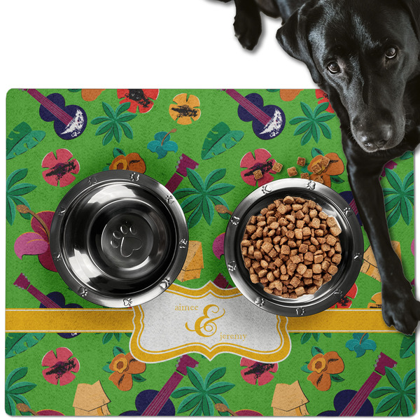 Luau Party Dog Food Mat - Large LIFESTYLE
