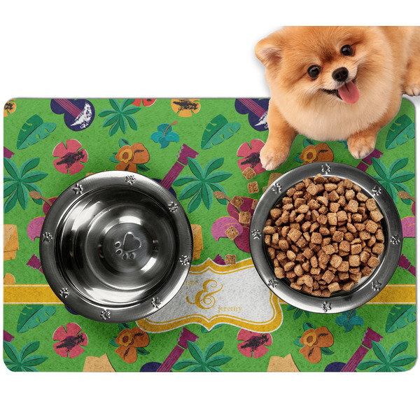 Custom Luau Party Dog Food Mat - Small w/ Couple's Names