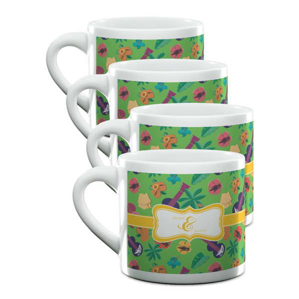 Custom Luau Party Double Shot Espresso Cups - Set of 4 (Personalized)