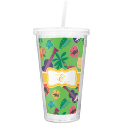 Luau Party Double Wall Tumbler with Straw (Personalized)