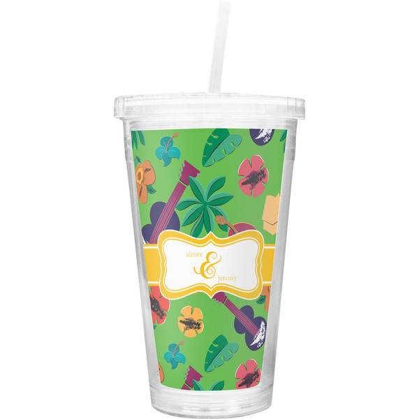 Custom Luau Party Double Wall Tumbler with Straw (Personalized)