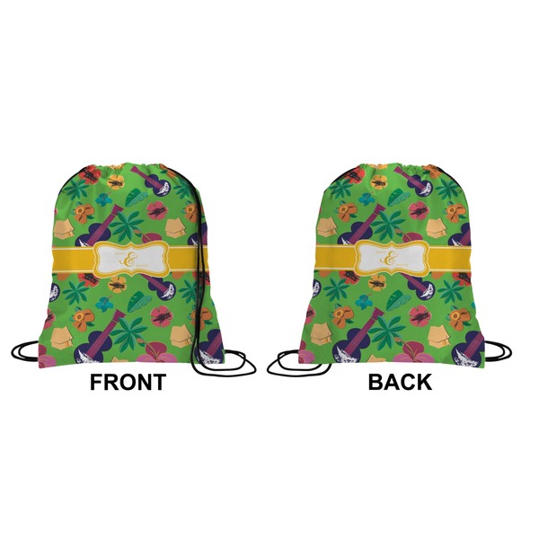 Luau Party Drawstring Backpack Front & Back Small