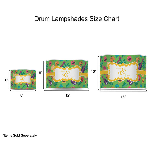 Luau Party Drum Lampshades - Sizing Chart