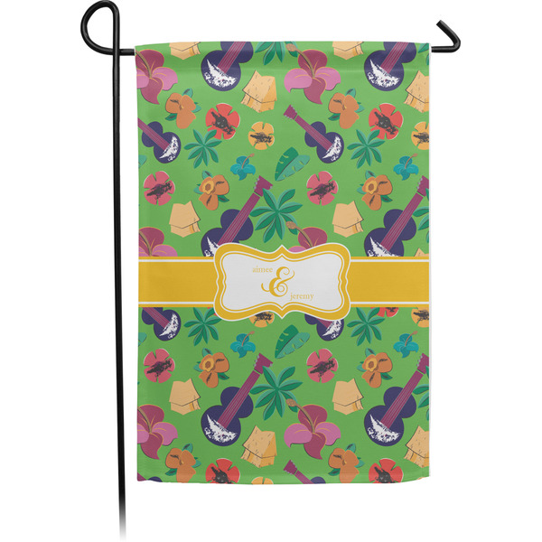 Custom Luau Party Small Garden Flag - Single Sided w/ Couple's Names