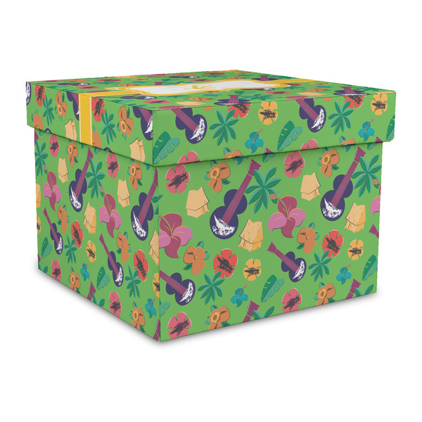 Custom Luau Party Gift Box with Lid - Canvas Wrapped - Large (Personalized)