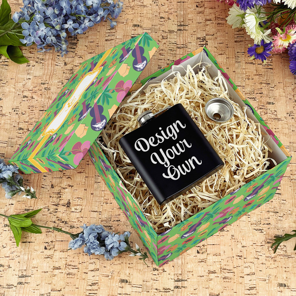 Luau Party Gift Boxes with Lid - Canvas Wrapped - Large - In Context