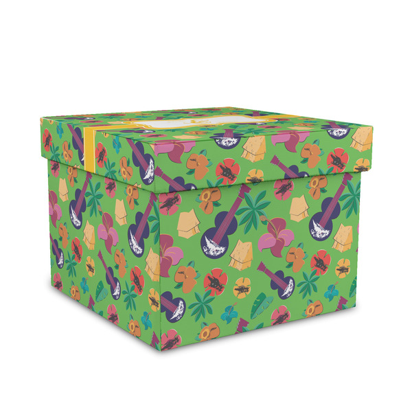Custom Luau Party Gift Box with Lid - Canvas Wrapped - Medium (Personalized)