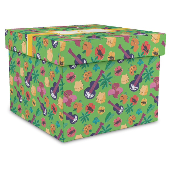 Custom Luau Party Gift Box with Lid - Canvas Wrapped - X-Large (Personalized)