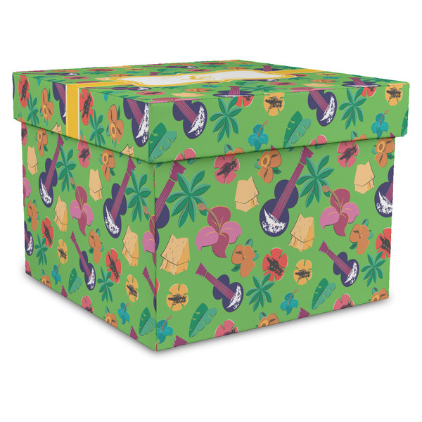 Custom Luau Party Gift Box with Lid - Canvas Wrapped - XX-Large (Personalized)