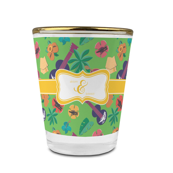 Luau Party Glass Shot Glass - With gold rim - FRONT