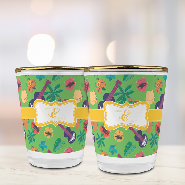 Luau Party Glass Shot Glass - with gold rim - LIFESTYLE