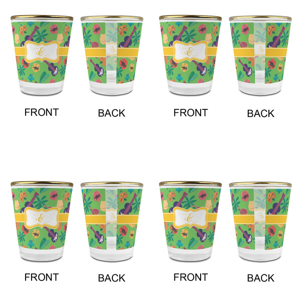 Luau Party Glass Shot Glass - with gold rim - Set of 4 - APPROVAL