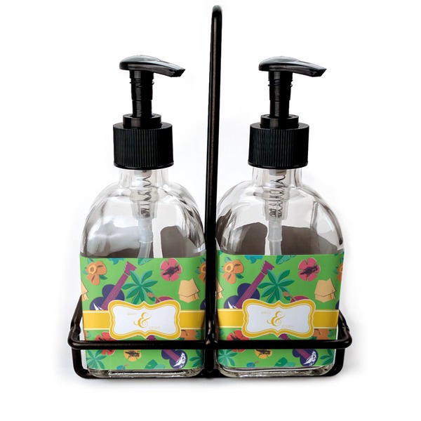 Custom Luau Party Glass Soap & Lotion Bottle Set (Personalized)