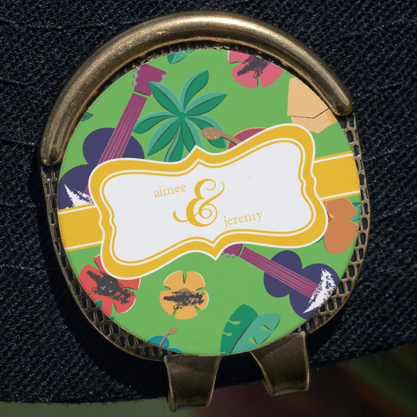 Luau Party Golf Ball Marker Hat Clip - Gold - Close Up