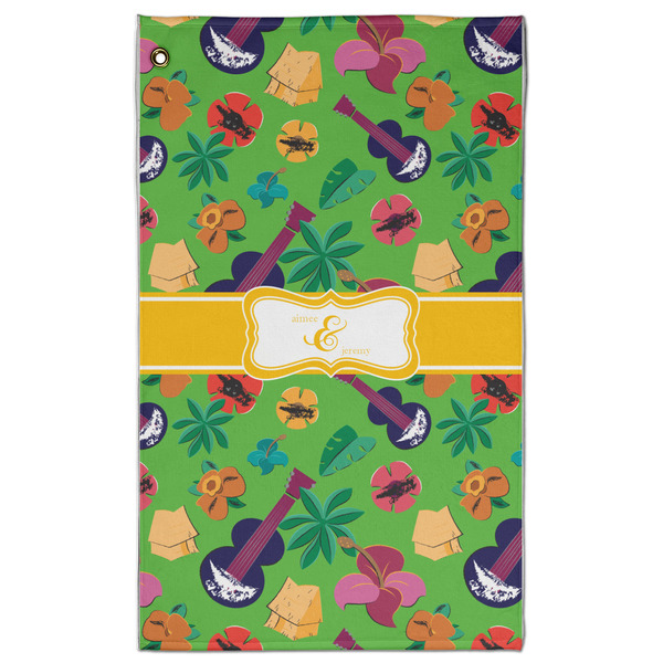 Custom Luau Party Golf Towel - Poly-Cotton Blend - Large w/ Couple's Names