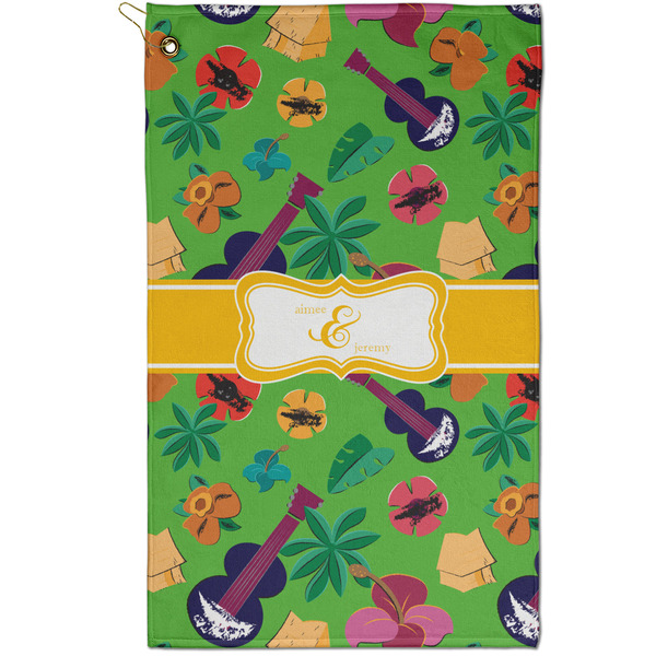Custom Luau Party Golf Towel - Poly-Cotton Blend - Small w/ Couple's Names