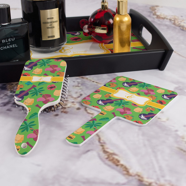Luau Party Hair Brush and Hand Mirror - Bathroom Scene