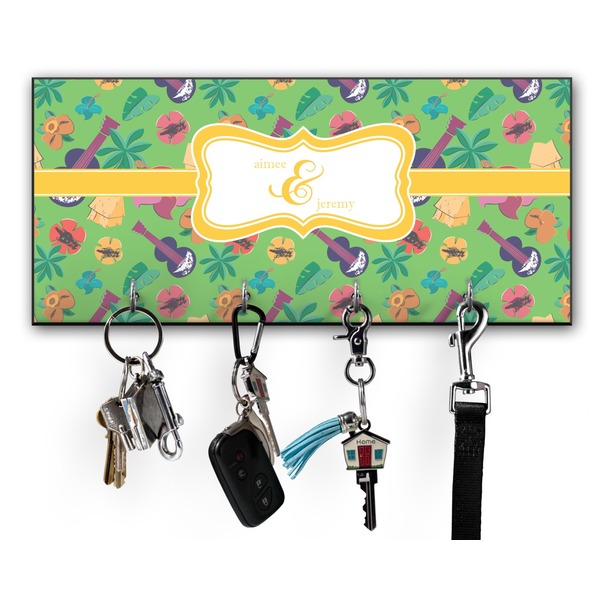 Custom Luau Party Key Hanger w/ 4 Hooks w/ Couple's Names