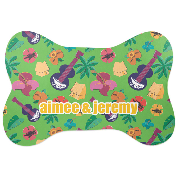 Custom Luau Party Bone Shaped Dog Food Mat (Personalized)