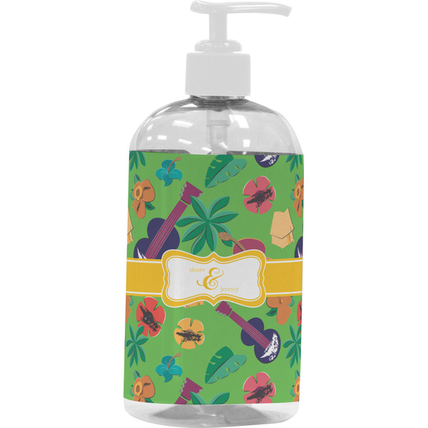 Custom Luau Party Plastic Soap / Lotion Dispenser (16 oz - Large - White) (Personalized)