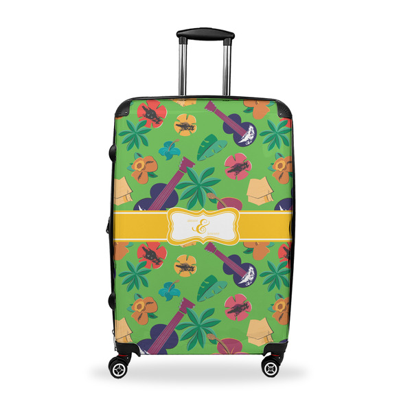 Custom Luau Party Suitcase - 28" Large - Checked w/ Couple's Names