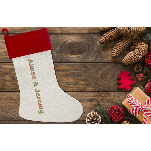 Luau Party Linen Stocking w/Red Cuff - Flat Lay (LIFESTYLE)