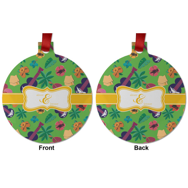Luau Party Metal Ball Ornament - Front and Back