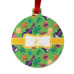 Luau Party Metal Ball Ornament - Double Sided w/ Couple's Names