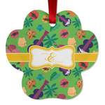 Luau Party Metal Paw Ornament - Double Sided w/ Couple's Names