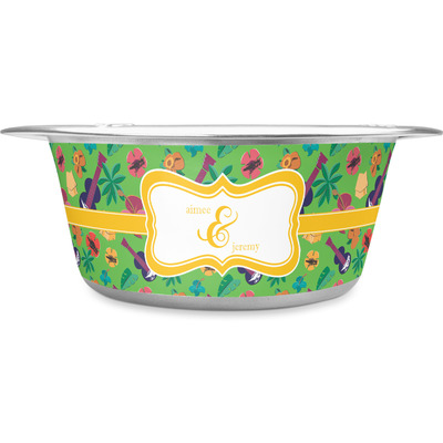 Luau Party Stainless Steel Dog Bowl (Personalized)